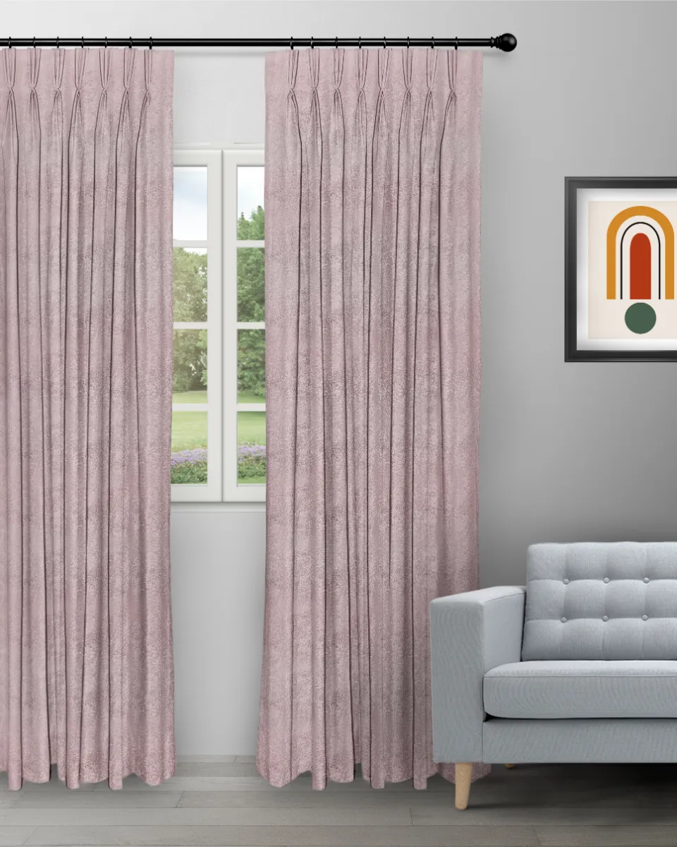 Textured Ambro Blush - Curtain (Webp) Textured Ambro - Blush Custom Curtains - Image 1