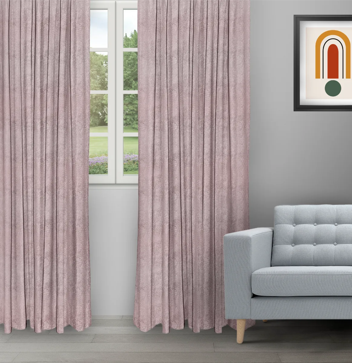 Textured Ambro Blush - Ripple Fold image Textured Ambro - Blush Ripple Fold Drapes - Image 1