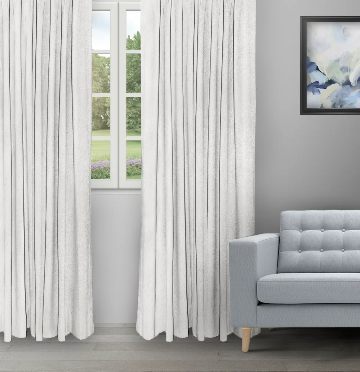 Textured Ambro Dove - Ripple Fold image Textured Ambro - Dove Ripple Fold Drapes - Image 1