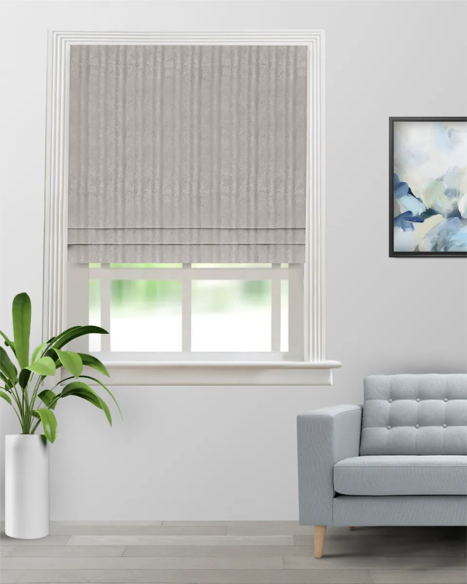 Textured Ambro Taupe - Roman Shade (Webp) Textured Ambro - Taupe Roman Shades - Image 1