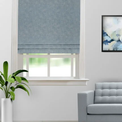Roman Shades | Textures of Italy Antique Blue - Roman Shade (Webp) | Curtain Avenue