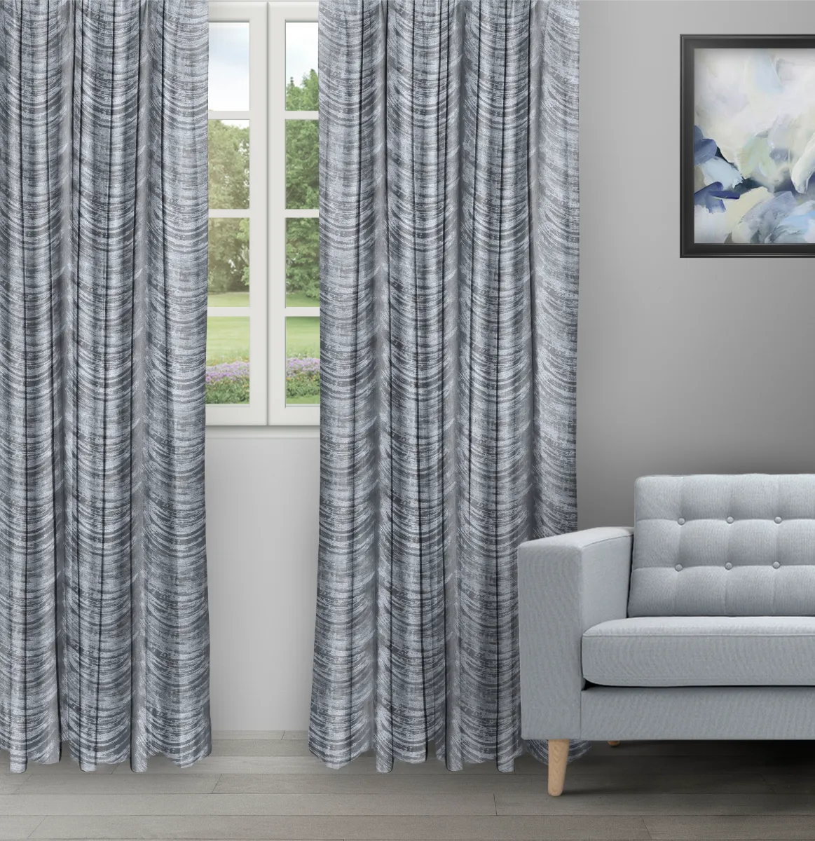 The Shining Wave Zinc - Ripple Fold image The Shining Wave - Zinc Ripple Fold Drapes - Image 1