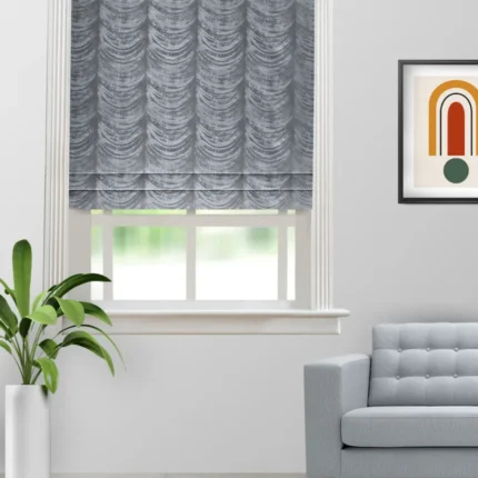 Roman Shades | The Shining Wave Zinc - Roman Shade (Webp) | Curtain Avenue