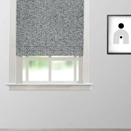 Roman Shades | Whirl - Black and White Roman Shade | Curtain Avenue
