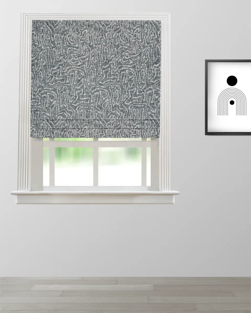 Whirl - Black and White Roman Shade Whirl - Black and White Roman Shades - Image 1