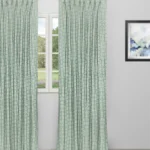 Whispering Leaves - Sea Foam Custom Curtains