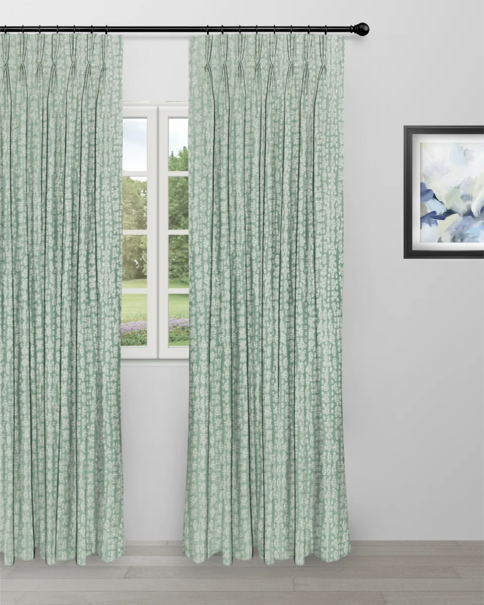 Whispering Leaves - Sea Foam Curtain Whispering Leaves - Sea Foam Custom Curtains - Image 1