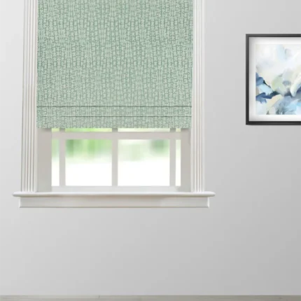 Roman Shades | Whispering Leaves - Sea Foam Roman Shade | Curtain Avenue