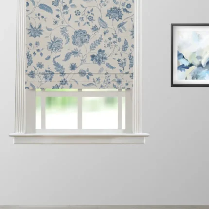 Roman Shades | Blooming Spring - Just Blue - Roman Shade-webp | Curtain Avenue