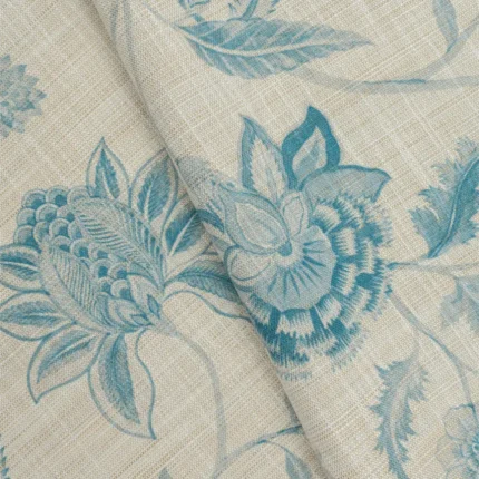 Roman Shades | Blooming Spring - Linen Blue - Cross Fold | Curtain Avenue