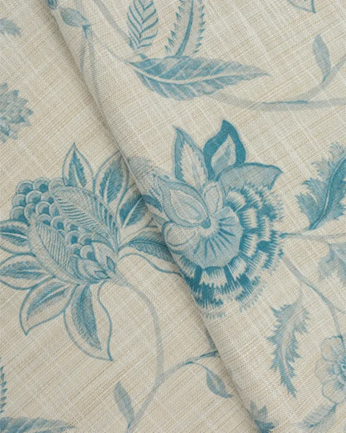 Blooming Spring - Linen Blue Custom Curtains - Image 2