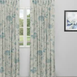 Blooming Spring - Linen Blue Custom Curtains