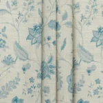 Blooming Spring - Linen Blue Ripple Fold Drapes