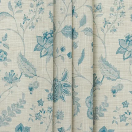 Roman Shades | Blooming Spring - Linen Blue - Vertical Fold | Curtain Avenue