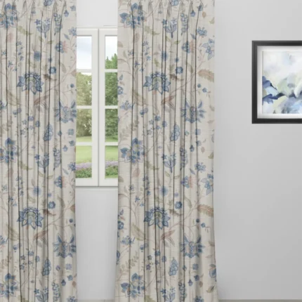 Curtains | Blooming Spring - My Blue - Curtain | Curtain Avenue