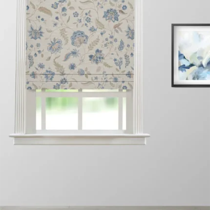 Roman Shades | Blooming Spring - My Blue - Roman Shade | Curtain Avenue