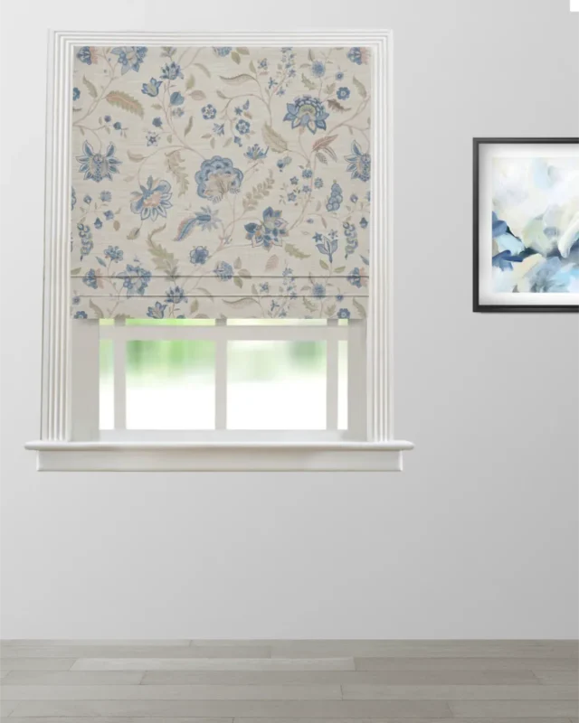 Roman Shades | Blooming Spring - My Blue - Roman Shade | Curtain Avenue