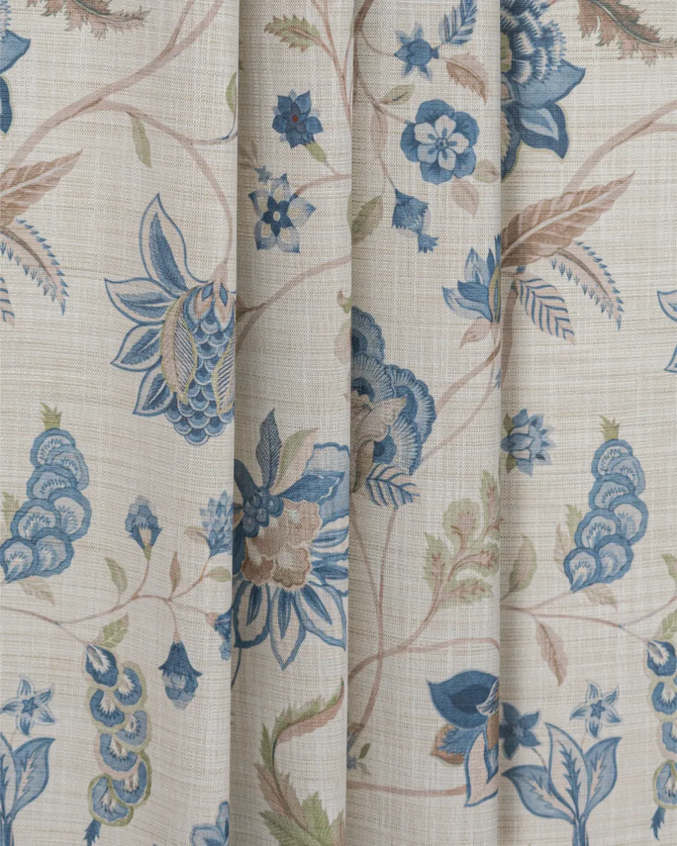 Blooming Spring - My Blue - Vertical Fold Blooming Spring - My Blue Ripple Fold Drapes - Image 1