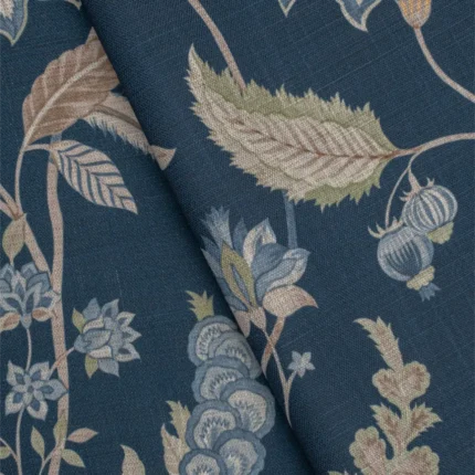 Swatches | Blooming Spring - Navy Blue - Cross Fold | Curtain Avenue