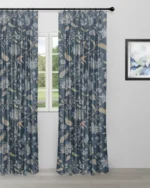 Blooming Spring - Navy Blue Custom Curtains
