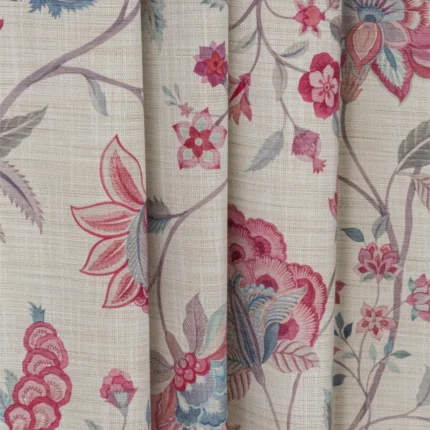 Roman Shades | Blooming Spring - Pink Linen - Vertical Fold | Curtain Avenue