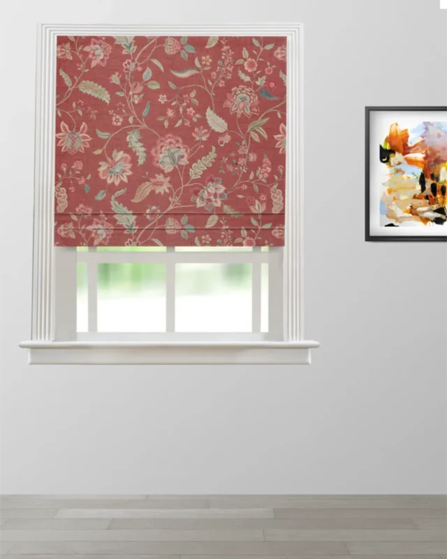 Roman Shades | Blooming Spring Red Apple - Red Apple - Roman Shade | Curtain Avenue