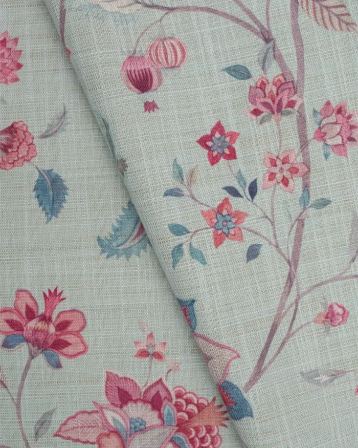 Blooming Spring - Rosy Aqua Fabric Swatch - Image 2