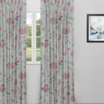Blooming Spring - Rosy Aqua Custom Curtains