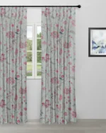 Blooming Spring - Rosy Aqua Custom Curtains