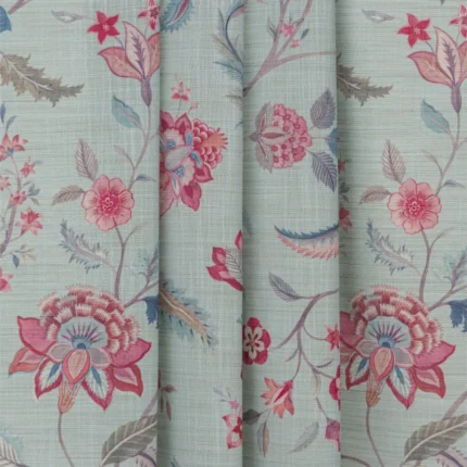 Roman Shades | Blooming Spring - Rosy Aqua - Vertical Fold | Curtain Avenue