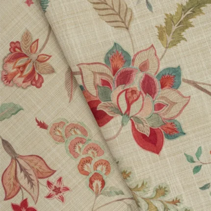 Swatches | Blooming Spring - Tangerine Red - Cross Fold | Curtain Avenue