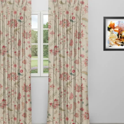 Curtains | Blooming Spring - Tangerine Red - Curtain | Curtain Avenue