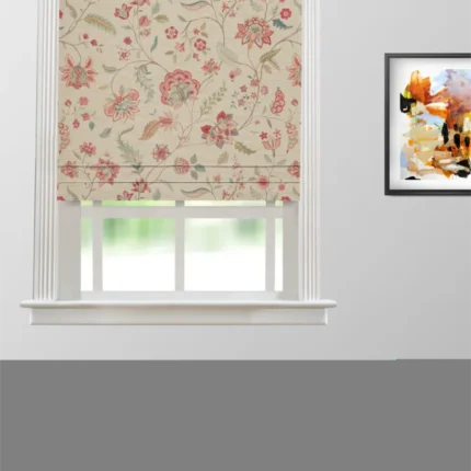 Roman Shades | Blooming Spring - Tangerine Red - Roman Shade | Curtain Avenue