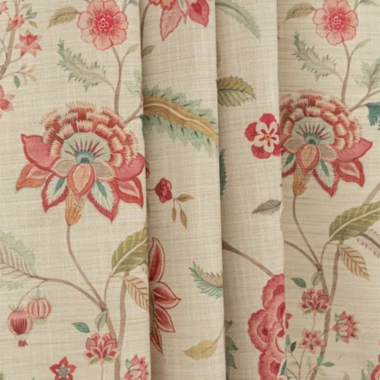 Swatches | Blooming Spring - Tangerine Red - Vertical Fold | Curtain Avenue