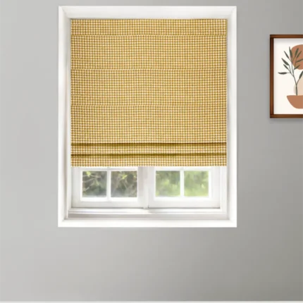 Roman Shades | Classic Houndstooth -Mustard-Roman Shade | Curtain Avenue