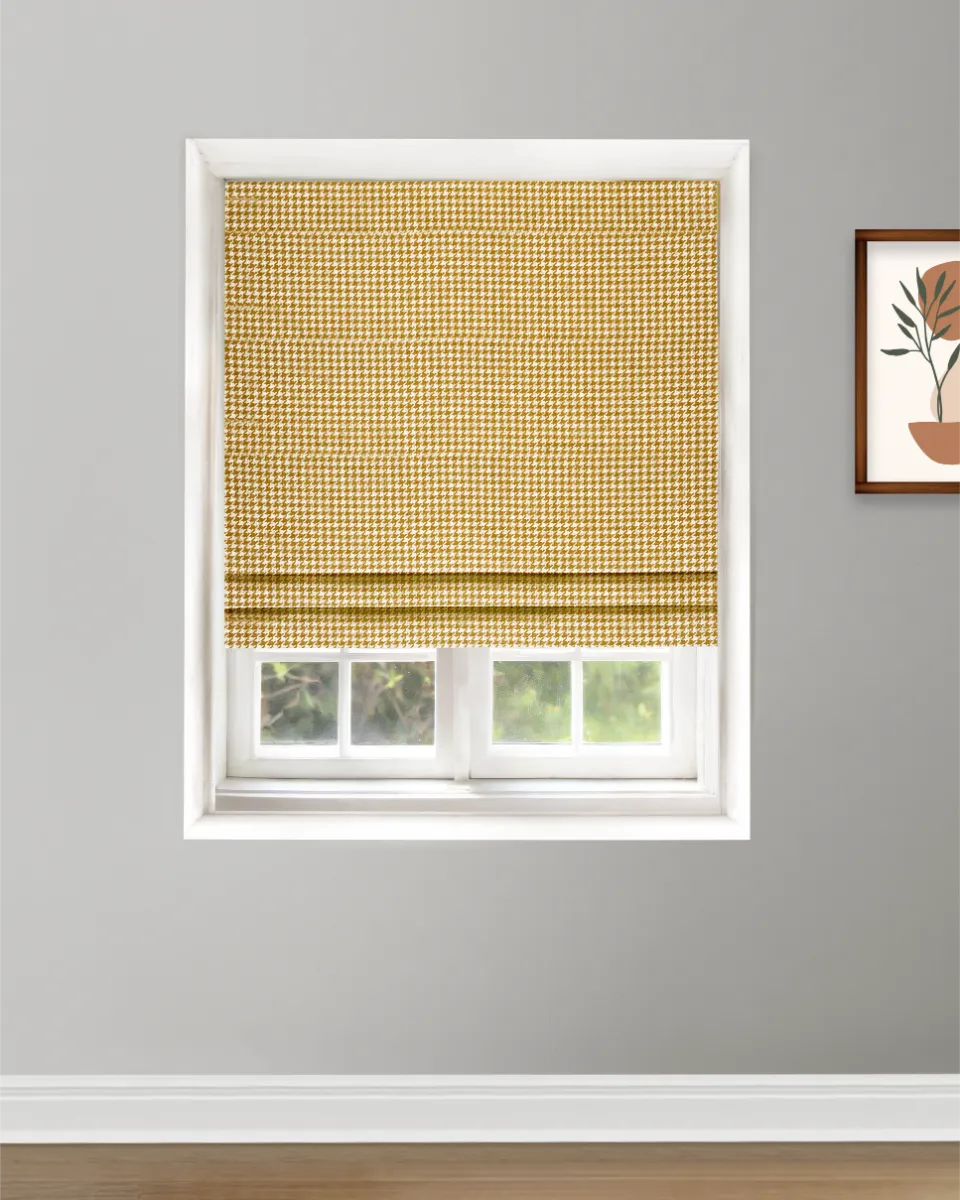 Classic Houndstooth -Mustard-Roman Shade Classic Houndstooth - Mustard Roman Shades - Image 1