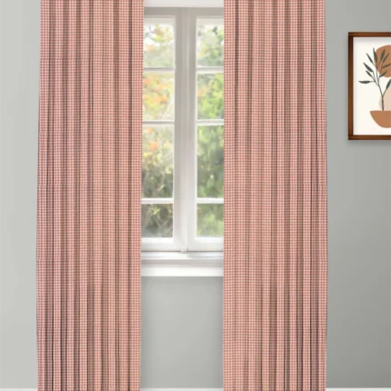 Curtains | Classic Houndstooth - Rose - Curtain | Curtain Avenue
