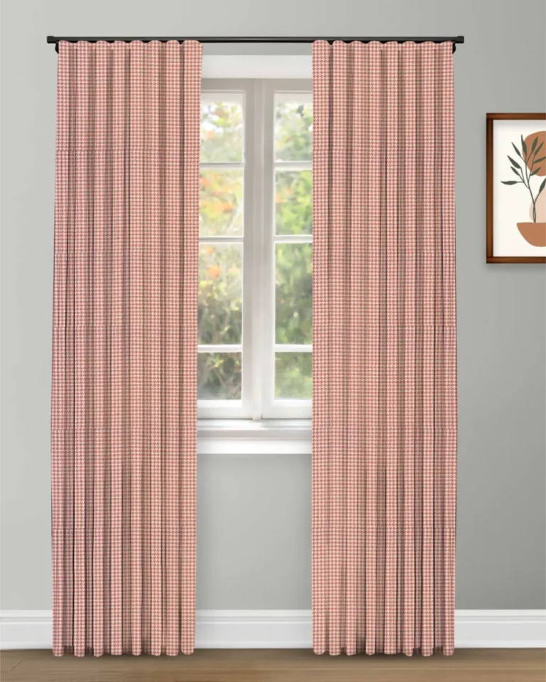 Curtains | Classic Houndstooth - Rose - Curtain | Curtain Avenue