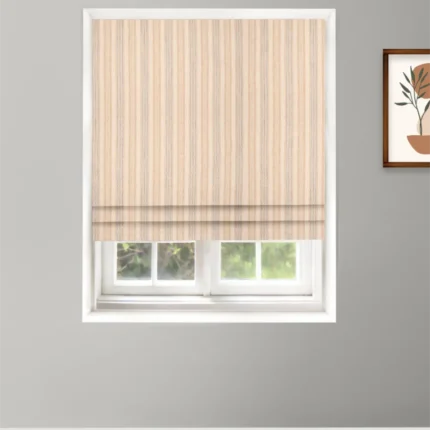 Roman Shades | Coastal Stripes - Sky Roman Shade Shot | Curtain Avenue