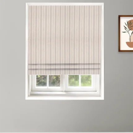 Roman Shades | Coastal Stripes - Smoke Roman Shade Shot | Curtain Avenue