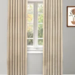 Coastal Stripes - Taupe Ripple Fold Drapes