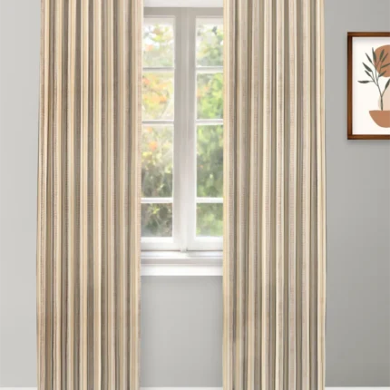 Curtains | Coastal Stripes - Taupe Curtain Shot | Curtain Avenue