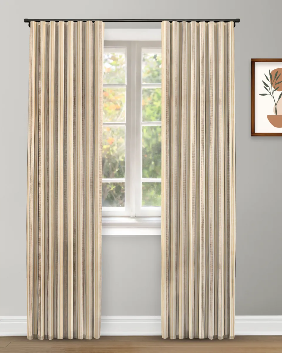 Coastal Stripes - Taupe Curtain Shot Coastal Stripes - Taupe Custom Curtains - Image 1