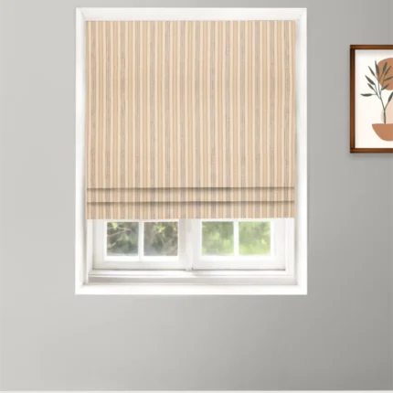 Roman Shades | Coastal Stripes - Taupe Roman Shade Shot | Curtain Avenue