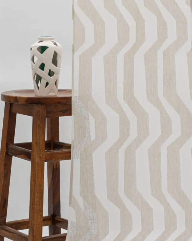 Curtains | Cosmo Striped Semi Sheer - Beige - Curtain | Curtain Avenue