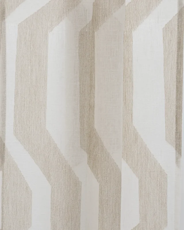 Curtains | Cosmo Striped Semi Sheer - Beige - Folded | Curtain Avenue