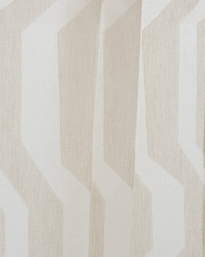 Cosmo Striped Semi Sheer Ripple Fold Curtains - Natural - Image 3