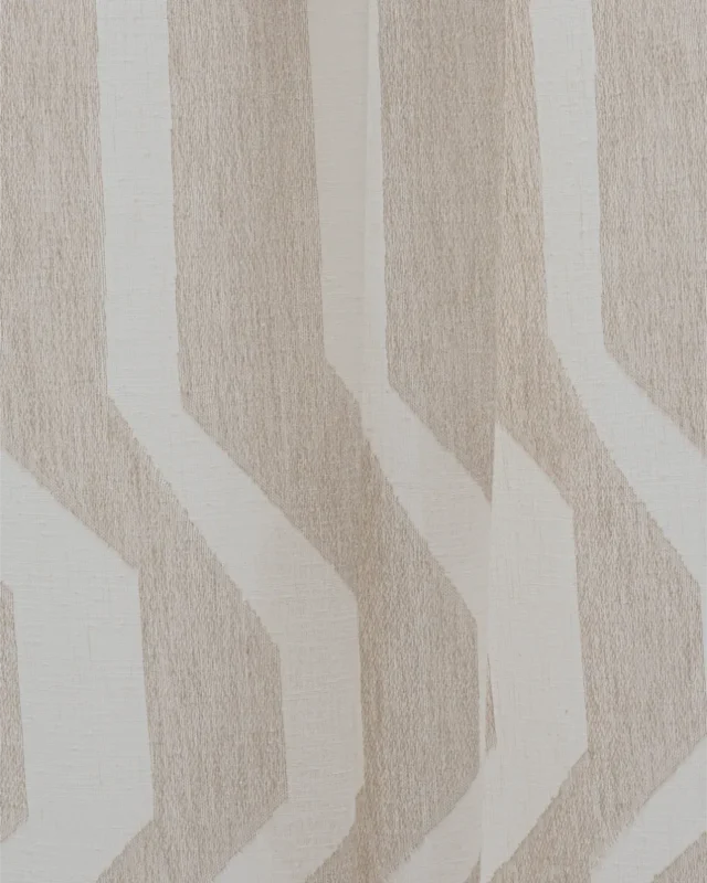 Curtains | Cosmo Striped Semi Sheer -Sand - Folded | Curtain Avenue
