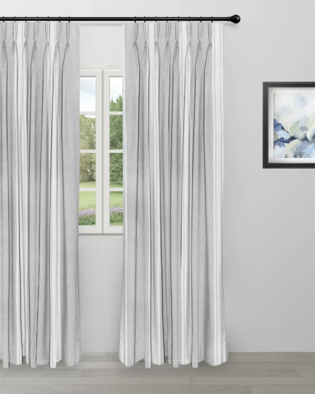 Curtains | Country Stripes - Broad Gray Curtain Shot. | Curtain Avenue