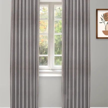 Curtains | Drought Stripes - Ash Gray Curtain Shot | Curtain Avenue